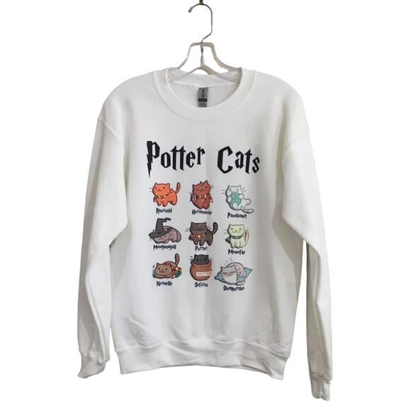 Gildan Tops - Potter Cats Sweatshirt, Harry Potter Sweatshirt, Unisex Crew Neck, Size Small